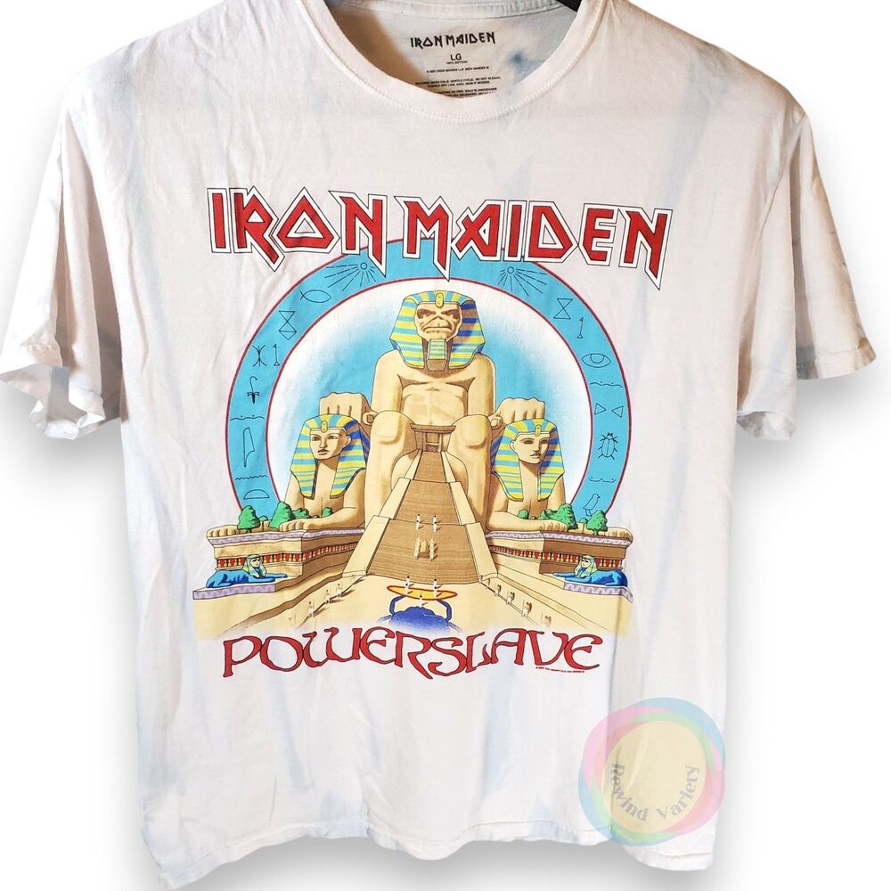 Iron Maiden Powerslave Blue Spot Tie Dye T-Shirt Large